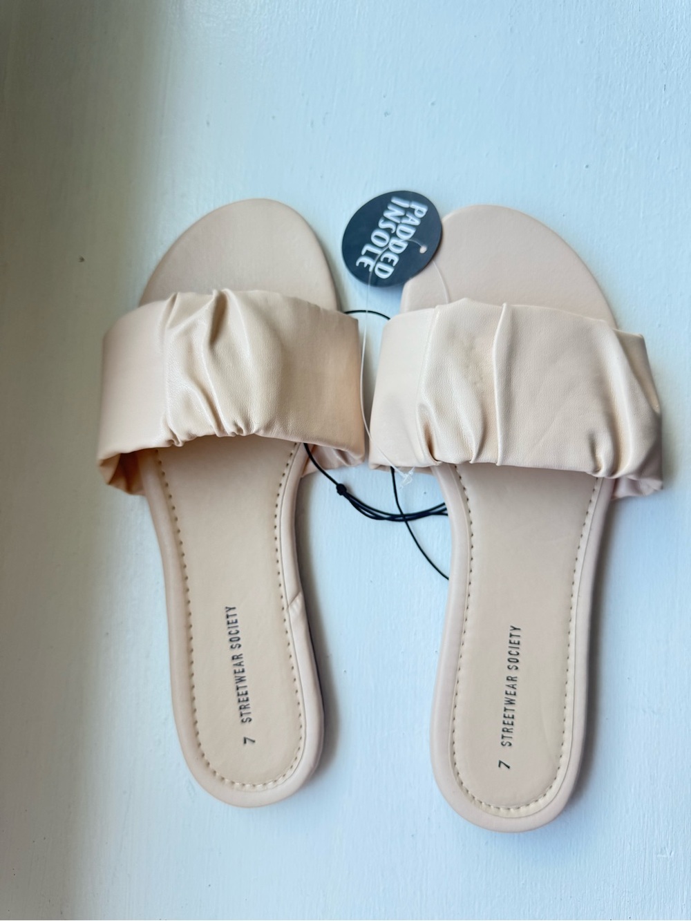 Streetwear Society Women's Padded Slide Sandals in Light Beige